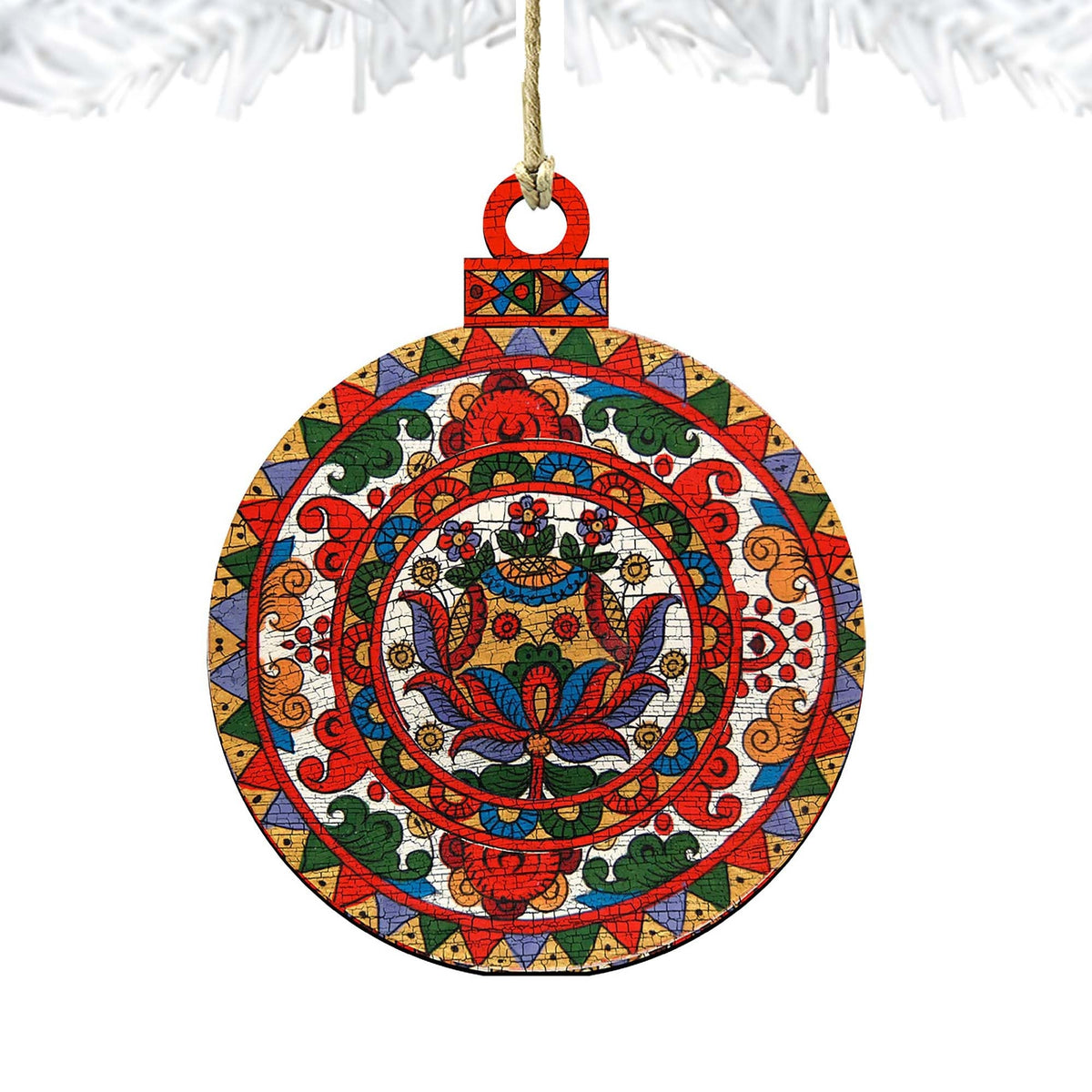 Colorful Round Wooden Ornaments - Christmas Santa Snowman Decor - 8117421