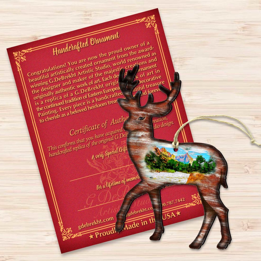 Deer Wooden Ornaments by Nature Wonders - Wildlife Holiday Decor - 8198211