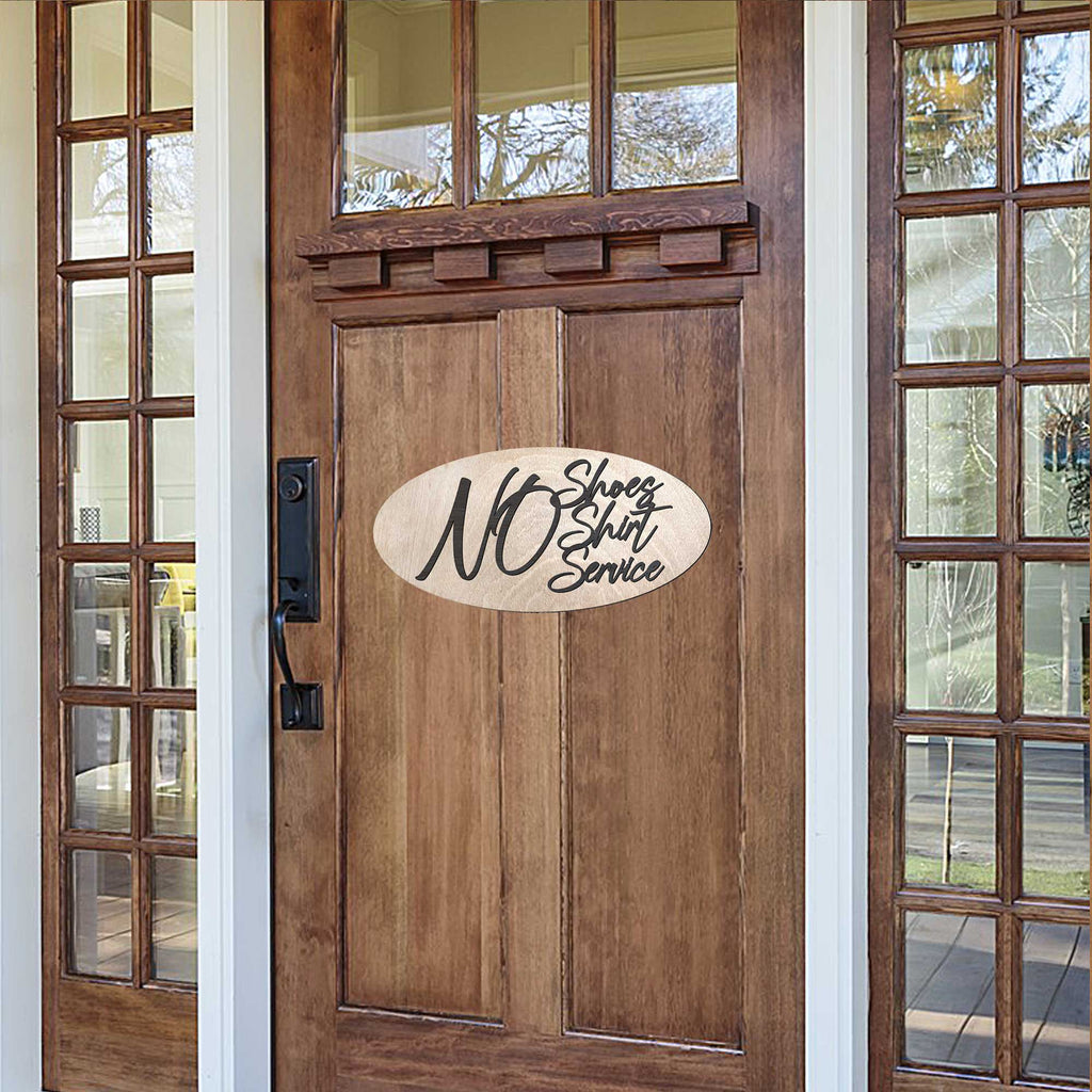 No shoes No shirt No service sign, Business sign, Made in the USA sign, Made from wood, Customers only - 320321