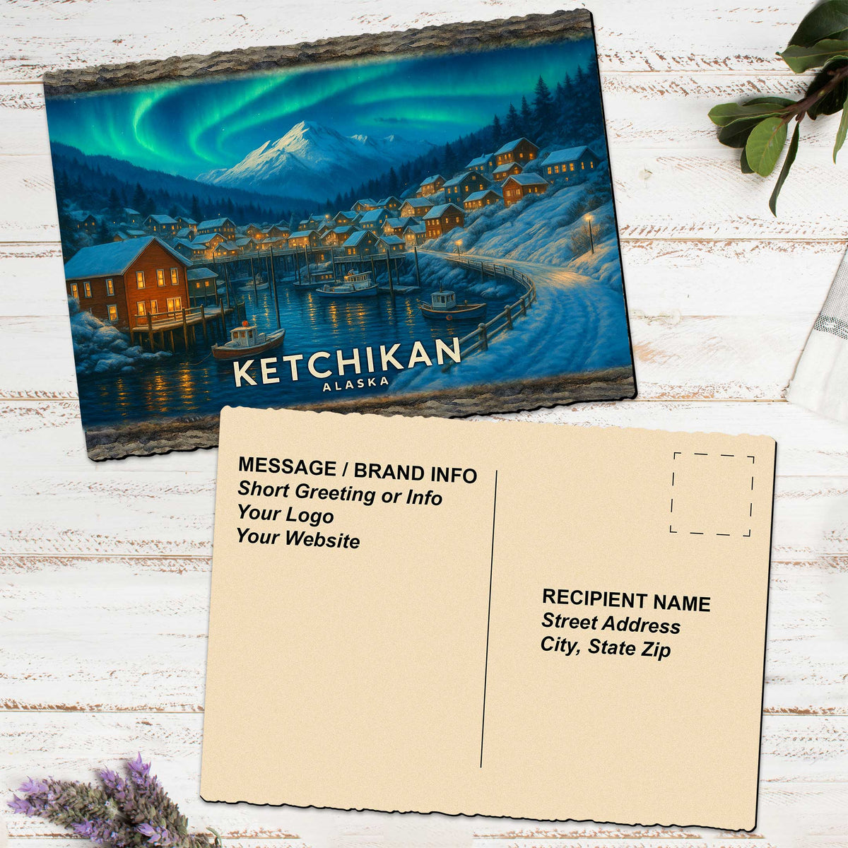 Northern Lights Over the Harbor Greeting Card by G. Debrekht - 97121GC
