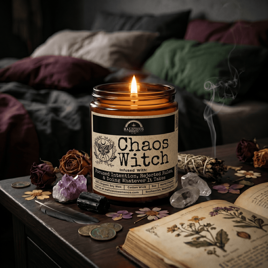 Chaos Witch | Scent: Tomato & Basil | 9oz Witch Candle | Malicious Women Co