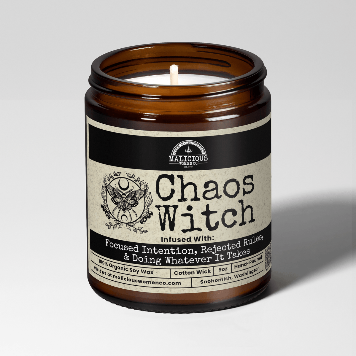 Chaos Witch | Scent: Tomato & Basil | 9oz Witch Candle | Malicious Women Co