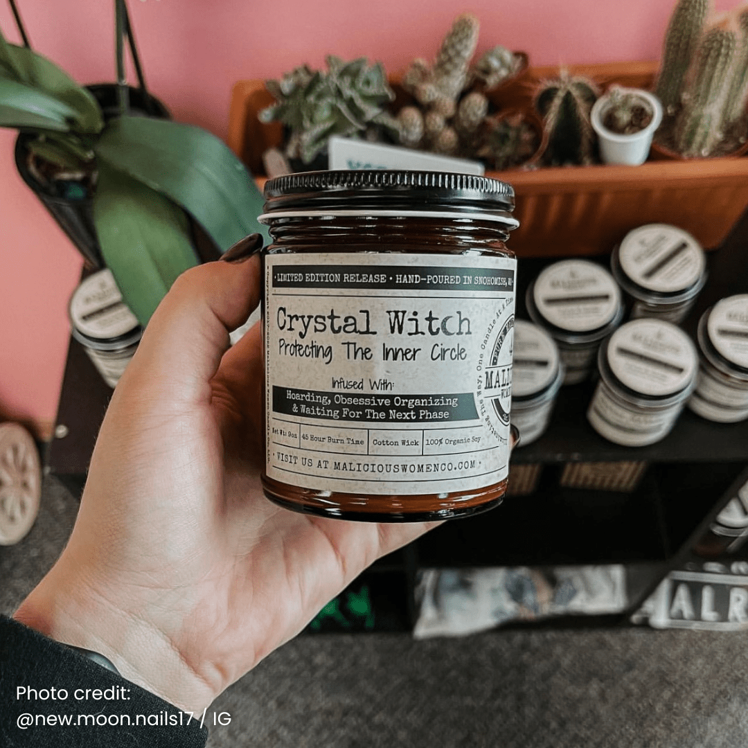 Crystal Witch | Scent: Black Plum & Fig | 9oz Witch Candle | Malicious Women Co