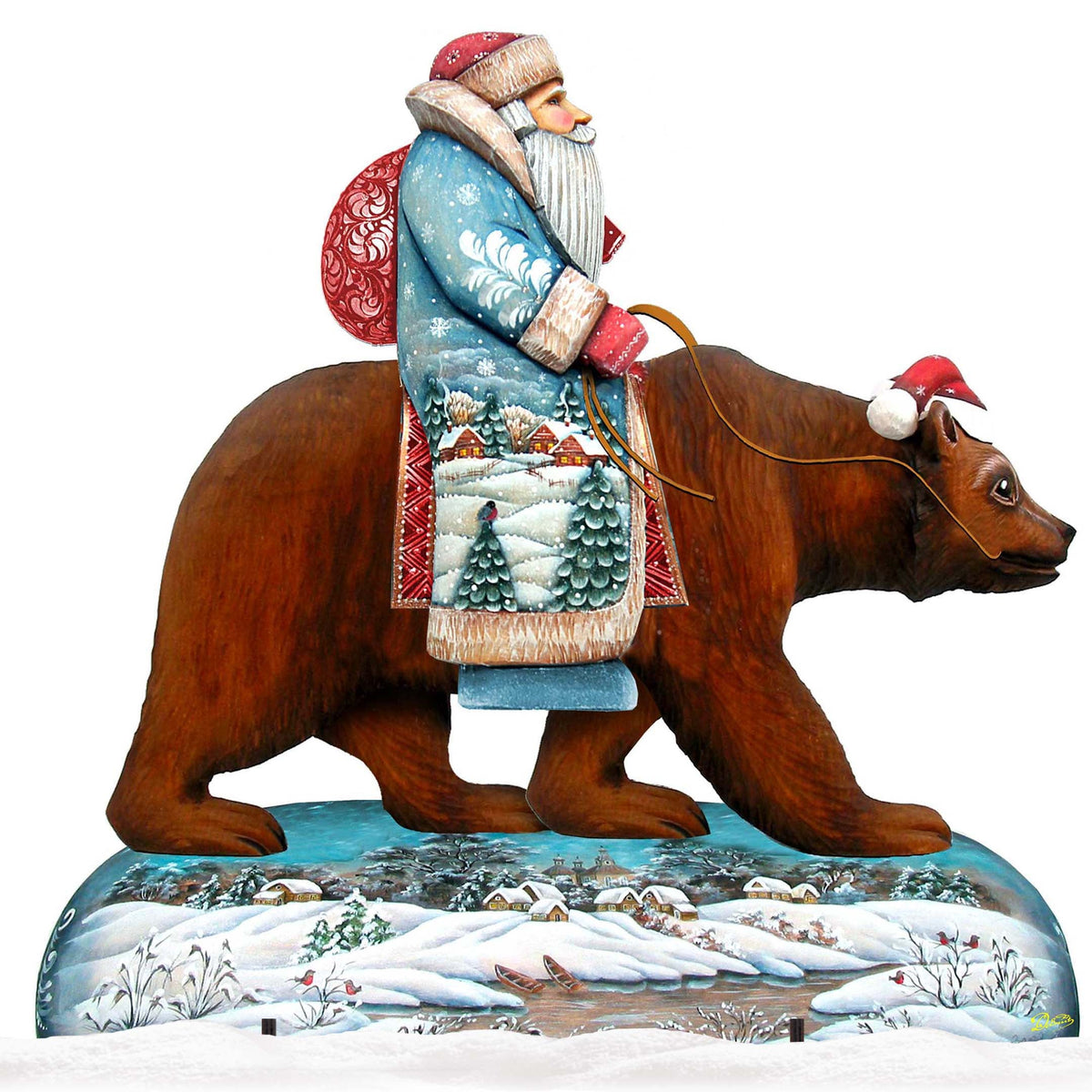 Grizzly Bear Santa Holiday Outdoor Scene by G. DeBrekht - Christmas Decor - 8151128F