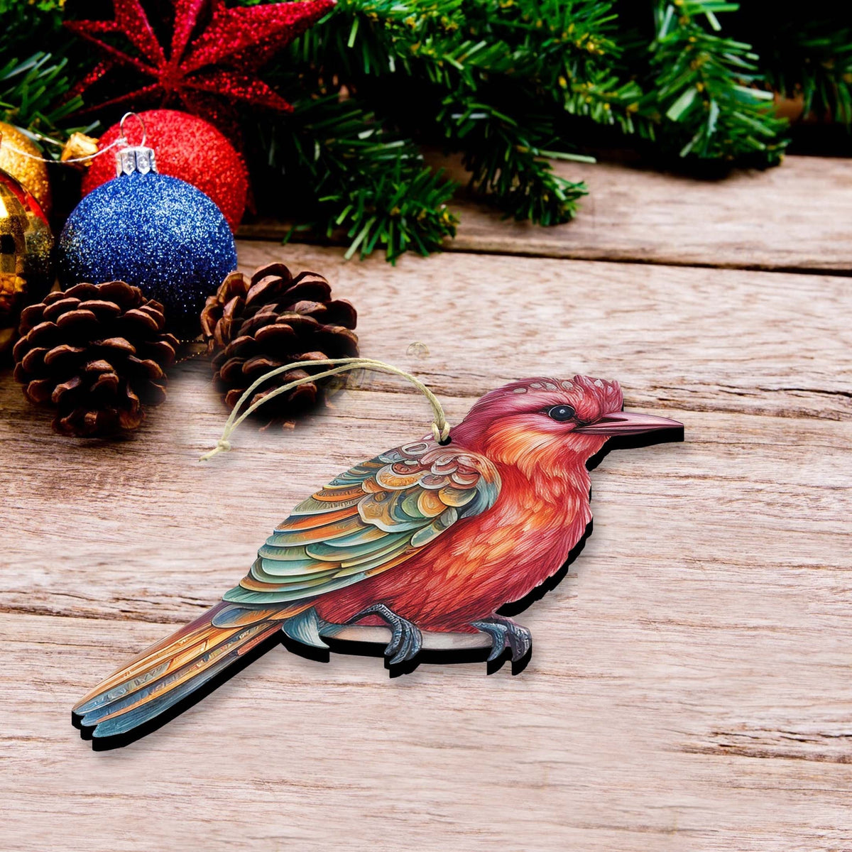 Colorful Birds Decorative Wooden Ornaments of 3 by G. Debrekht - Wildlife Decor - 8091003-S3