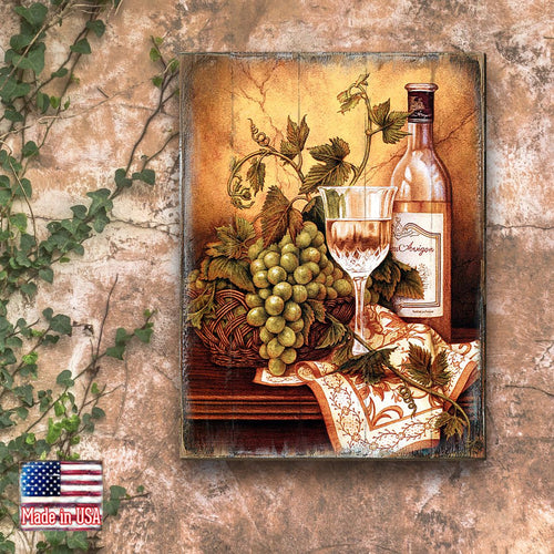 Avel Vine and Grapes Wooden Wall Art by Nature Wonders - Nature Wildlife Decor  - 95349B