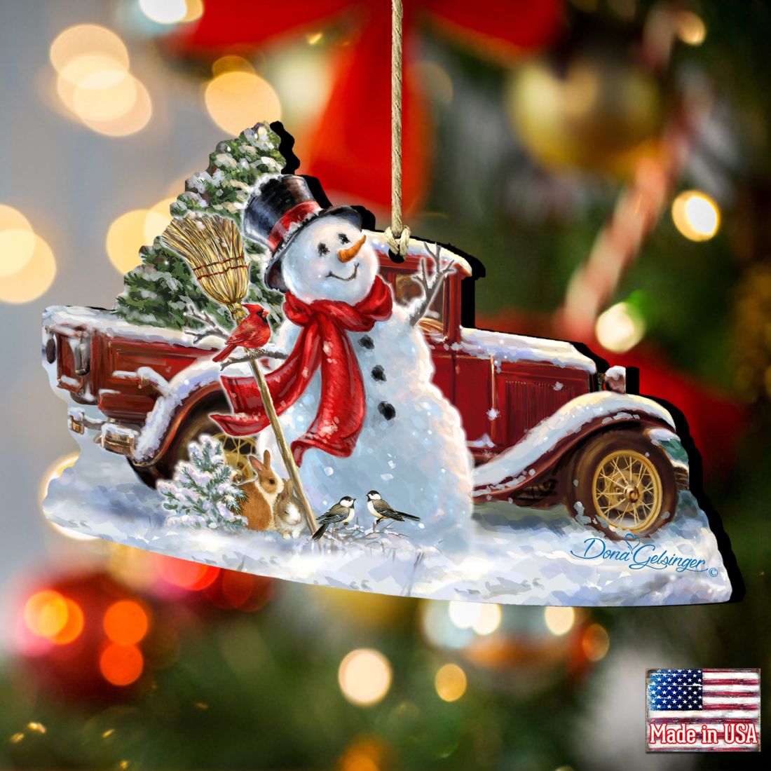 Frosty Forest Friends Wooden Ornaments by Gelsinger - Christmas Santa Snowman Decor - 8161024-1624