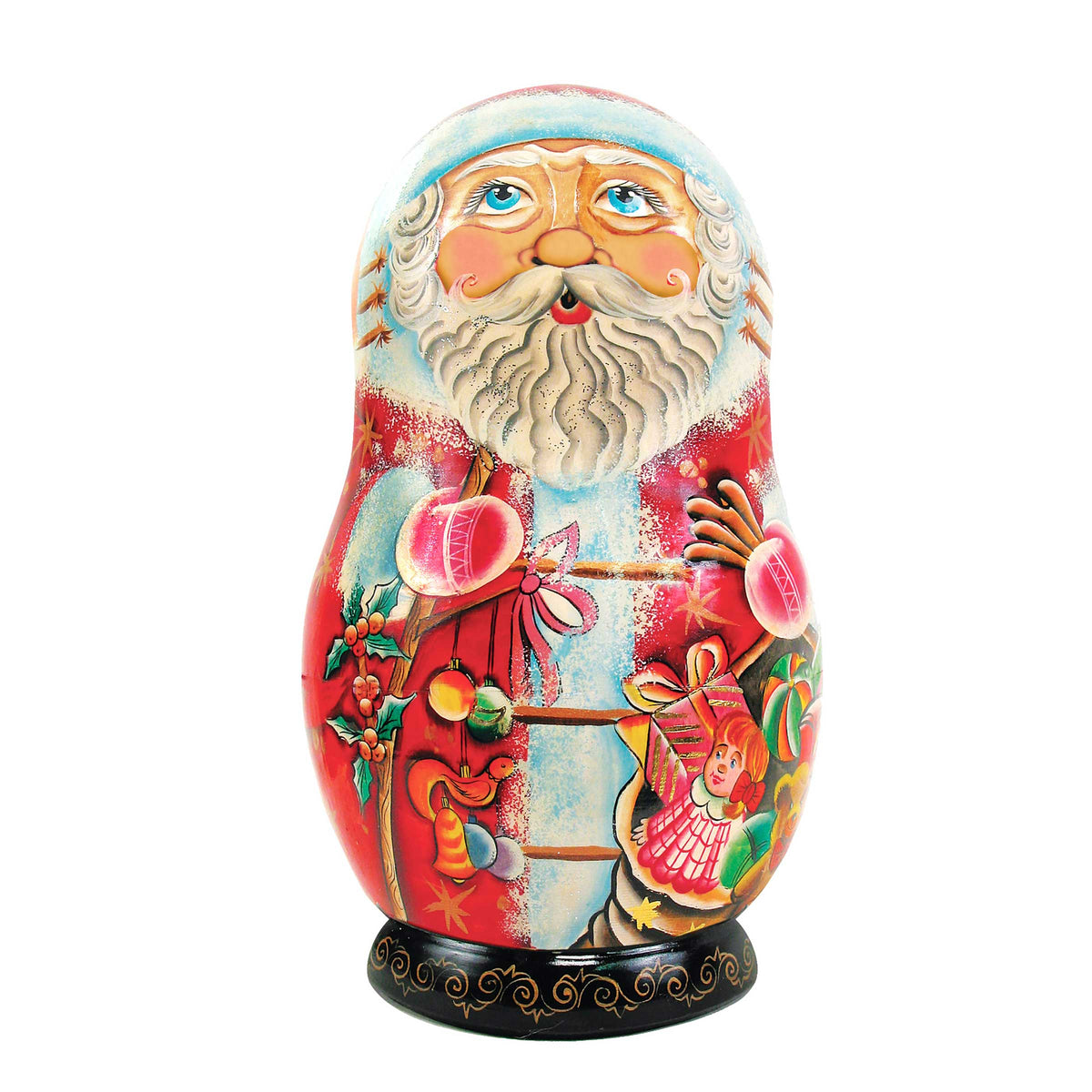 Gift Santa Nesting Doll Wooden Ornaments by G. DeBrekht - Christmas Santa Snowman Decor - 8110712