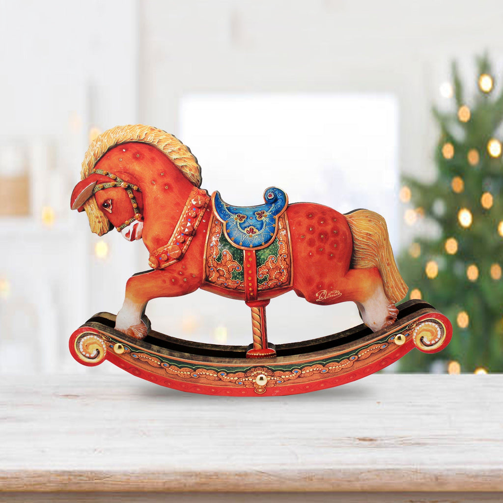 Santa is Coming to Town Decorated Centerpiece Wooden Tree Figurine by G. Debrekht - Christmas Santa and Snowman Decor - 89301