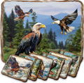 Eagles Wooden Cork Placemat and Coasters Gift Set of 7 by Nature Wonders Nature Wildlife Decor  - 85406C-S7