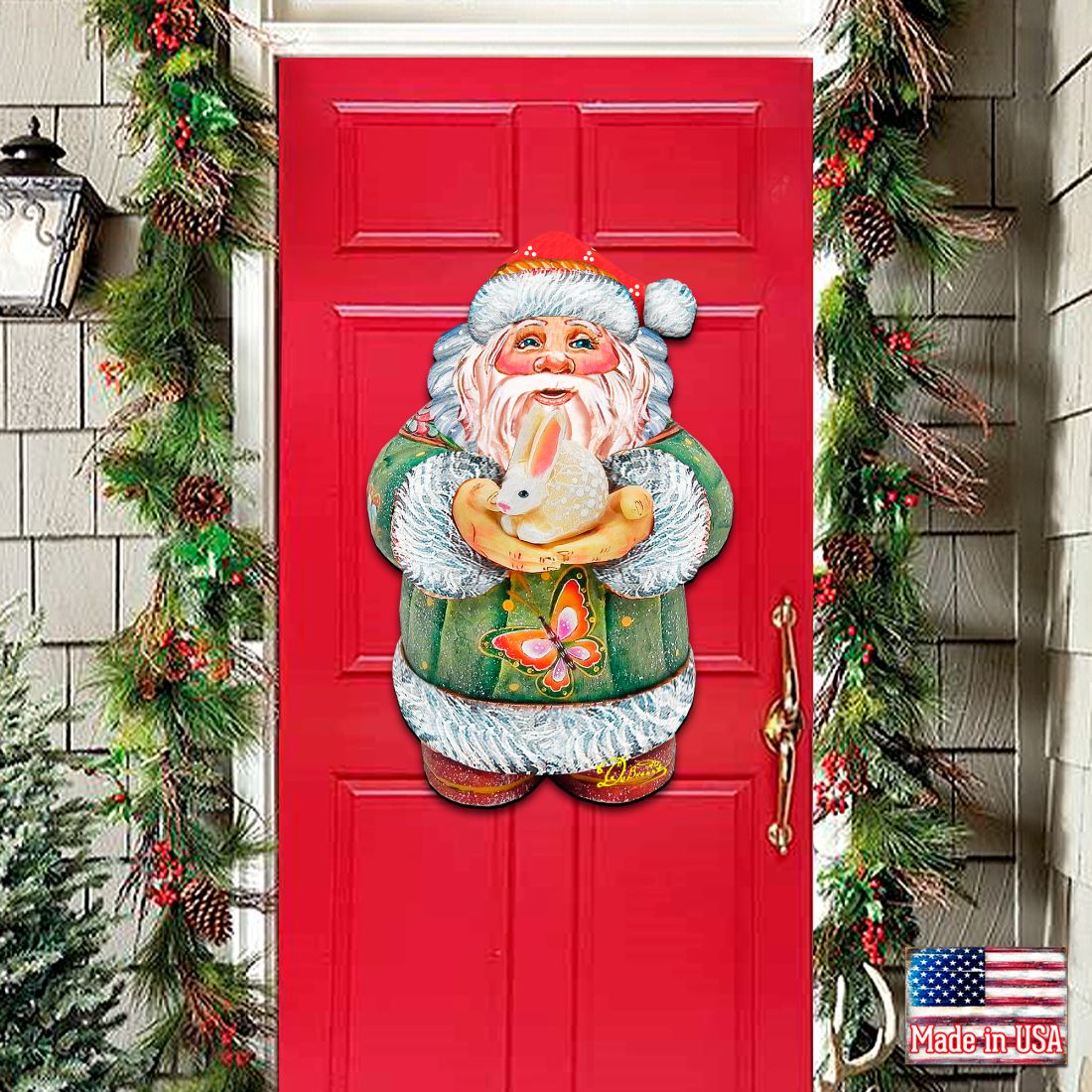 Bunny Santa Wall Door Decor by G. DeBrekht - Easter Spring Decor - 8118085H