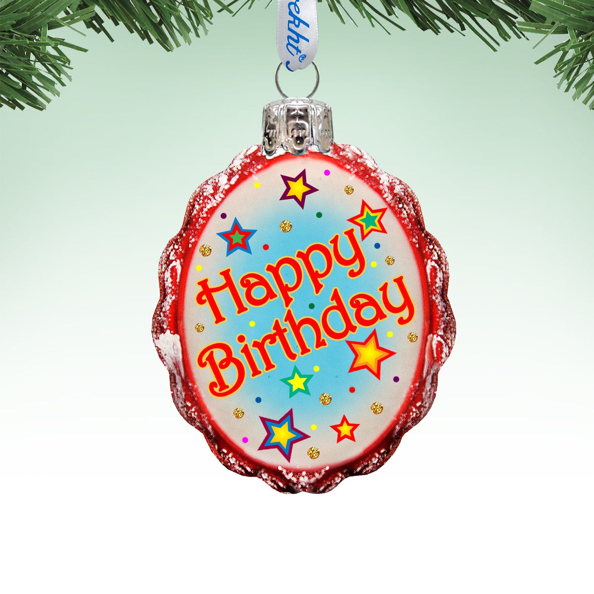 Happy Birthday Mercury Glass Ornament by G. DeBrekht - Love Family Kids Decor - 770004-2