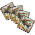 Moose Wooden Cork Coasters Gift Set of 4 by Nature Wonders Nature Wildlife Décor  - 95390C-S4