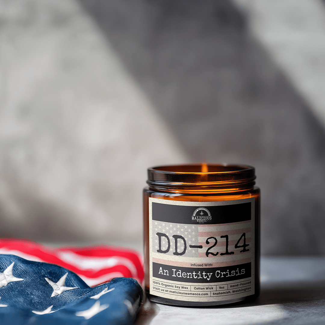 DD-214 | Scent: Oakmoss & Amber | 9oz Work Candle | Malicious Women Co