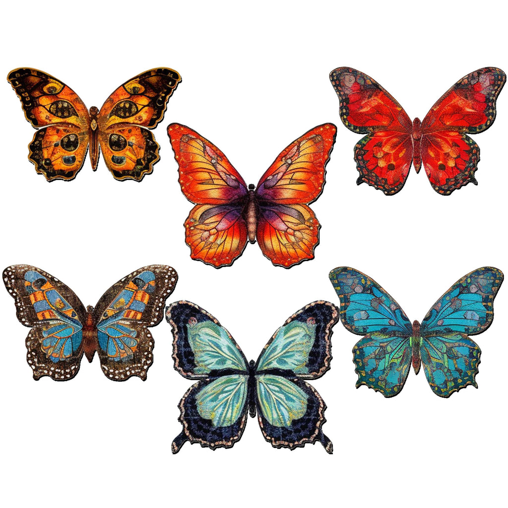 Summer Butterfly Decorative Eco Wood Magnets Set of 6 by G. Debrekht - Wildlife Decor - 8090012-2G-S6
