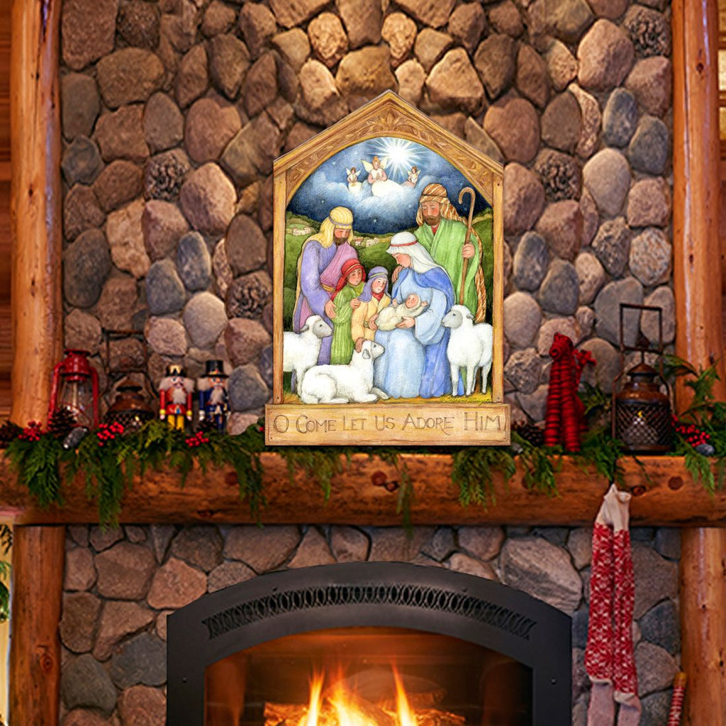 Holy Family Nativity Door Decor by Susan Winget - Nativity Holiday Decor - 8471112H-SW