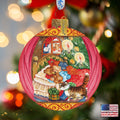Night Before Christmas Glass Ornament by G. DeBrekht - Christmas Santa Snowman Decor - 73613