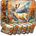 Caribou Wooden Cork Placemat and Coasters Gift Set of 7 by Nature Wonders Nature Wildlife Décor  - 85408C-S7