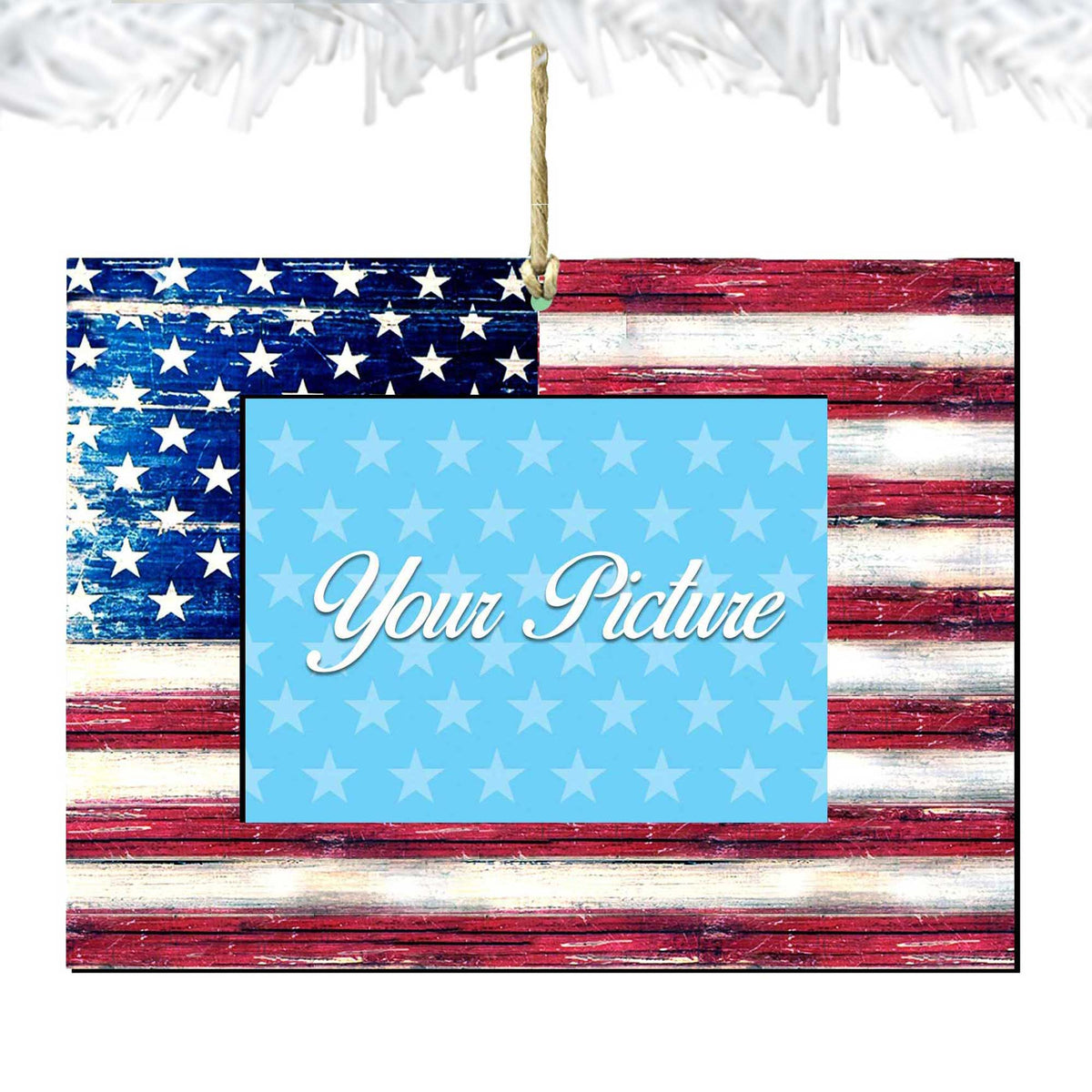 American Flag Picture Frame Ornaments - Ornament for Photo by G.DeBrekht - American Christmas Decor - 8185302PF
