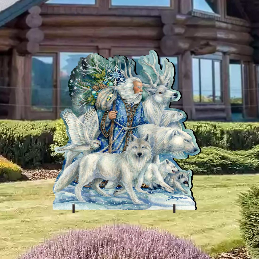 Cool Winds Father Winter Animals Wildlife Outdoor Decor by J. Bergsma - Wildlife Holiday Decor - 8591862F-JB