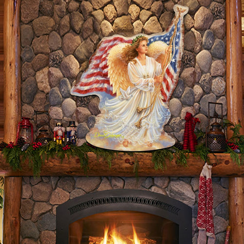 American Freedom Angel Holiday Door Decor by D. Gelsinger - American Christmas Decor - 8461021H-0107