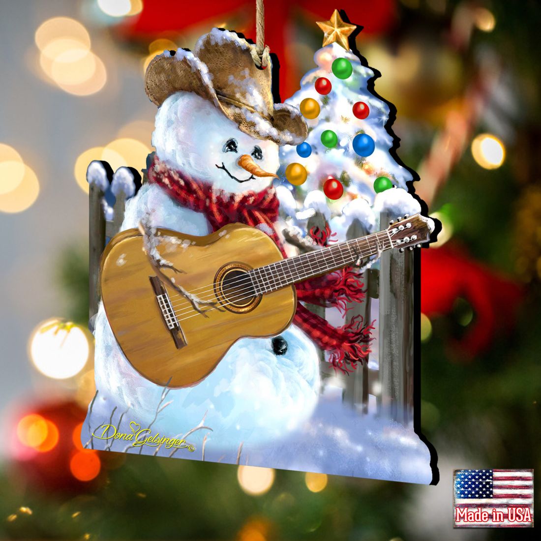 Guitar Rocker Snowman Wooden Ornaments by Gelsinger - Christmas Santa Snowman Decor - 8121120-1531