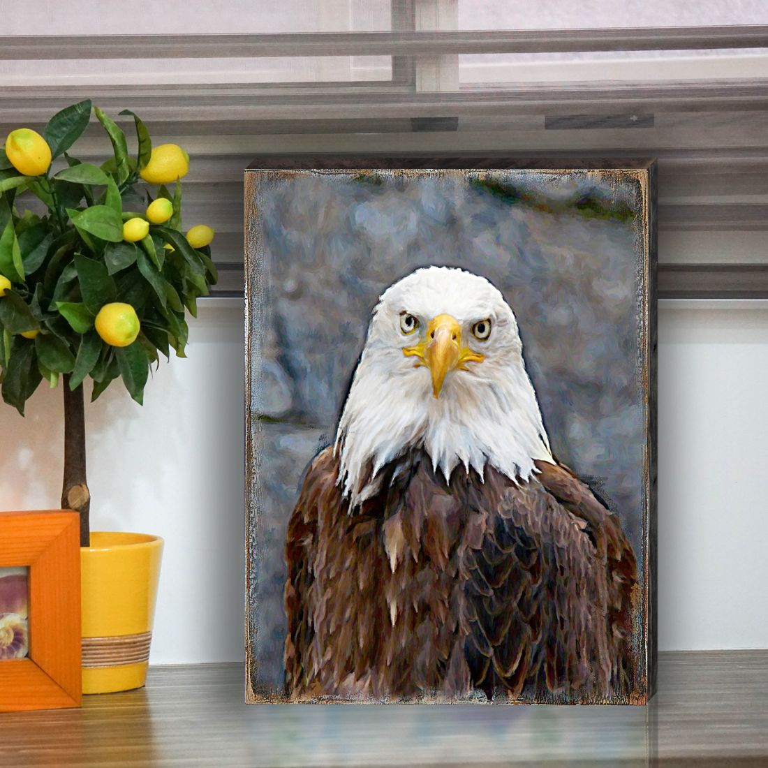 Eagle Portrait Art Wooden Wall Art by Nature Wonders - Nature Wildlife Decor  - 95296B
