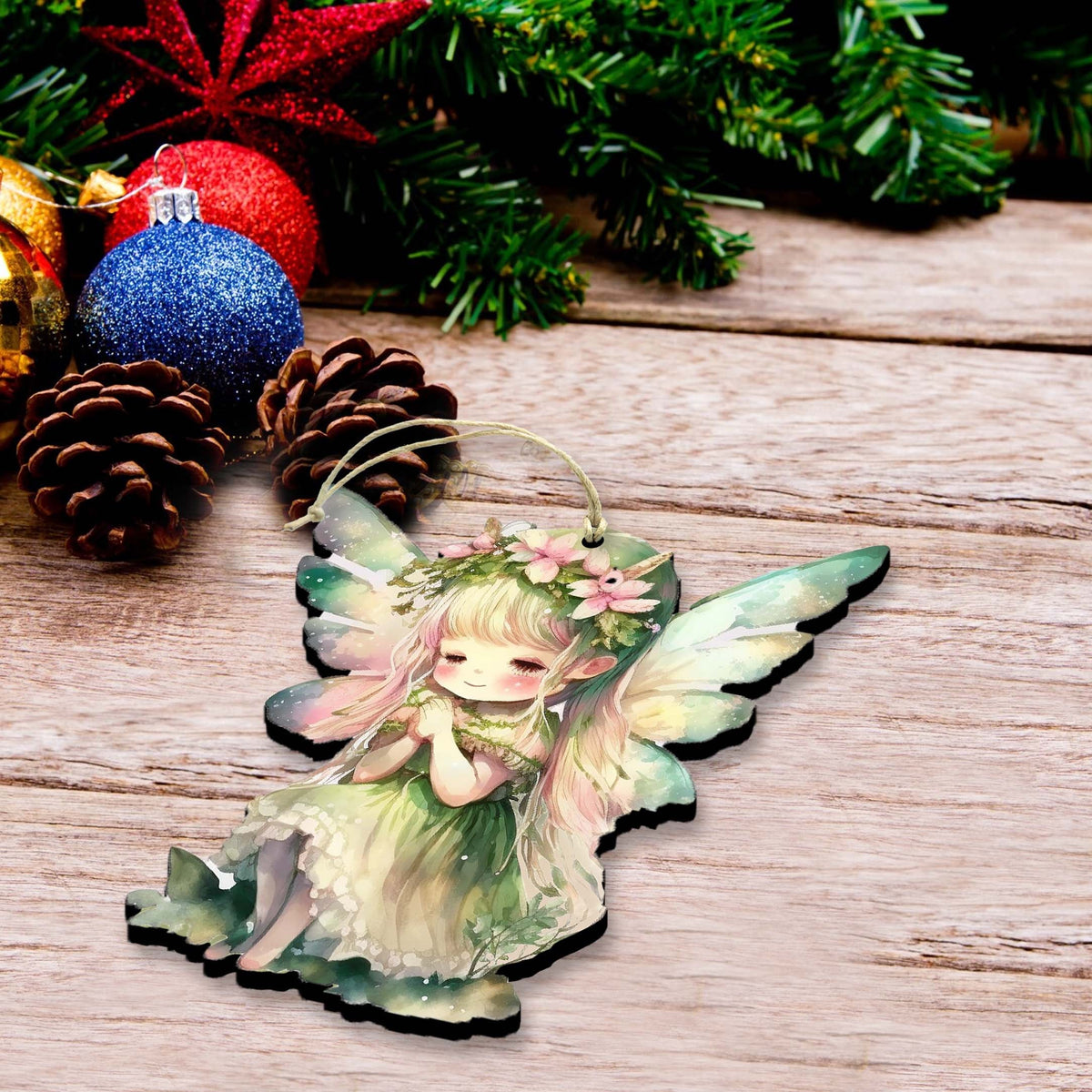 Colorful Fairies Decorative Wooden Ornaments of 3 by G. Debrekht - Love Family Decor - 8091006-S3