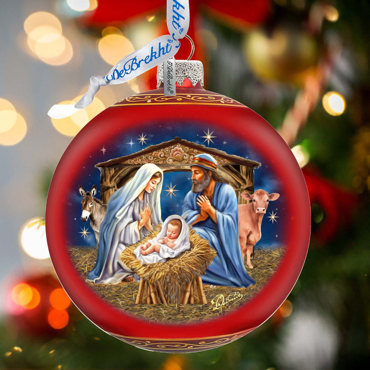 From Stable to Savior Lg Glass Ornament by G.Debrekht - Nativity Holiday Decor - 73956