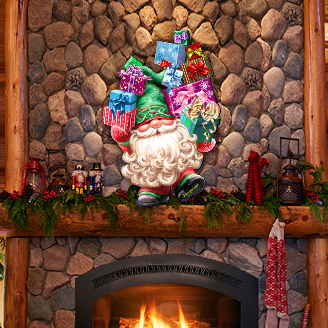 Gift Bag Gnome Wreath Easter Home Decor Large Ornament by D. Gelsinger - Christmas Decor - 8461054H-DG