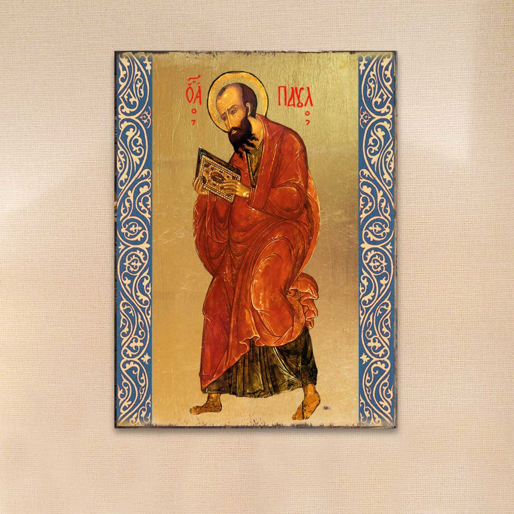 Saint Paul Wooden Gold Plated Religious Christian Sacred Icon - Inspirational Icon Decor - 85035
