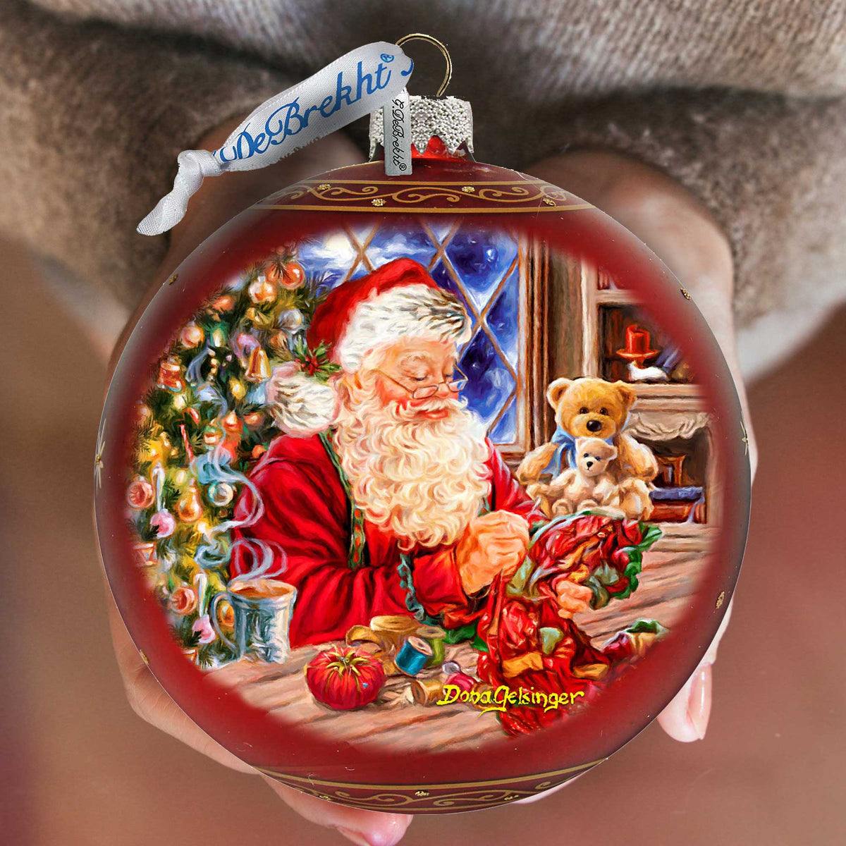 Getting Ready for the Holidays Santa Lg Glass Ornament in Red by Gelsinger - Christmas Decor - 73922R-DG