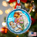 Jesus and Angel Cut Ball Glass Ornament by G. DeBrekht - Nativity Holiday Decor - 764-006