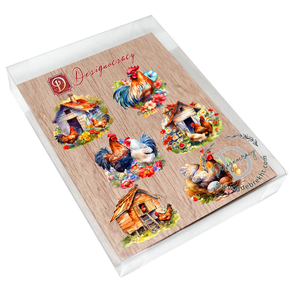 Spring on the Farm Clip-On Eco Wood Decorative Ornaments Set of 6 by G. Debrekht - Easter Decor - 8090056C-S6