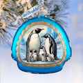 A Love on Ice - Penguin's Family Rainbow Glass Ornament by G. Debrekht - Wildlife Holiday Décor - 756-019