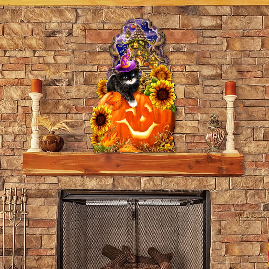 Halloween Kitten Door Decor by D. Gelsinger - Thanksgiving Halloween Decor - 8461066H-DG