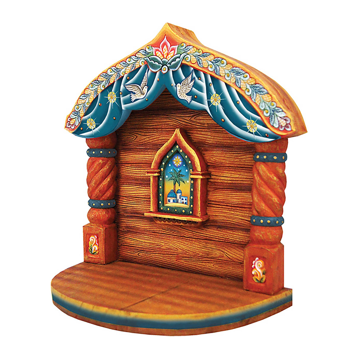Nativity Manger Handcrafted Christmas Figurine - G. DeBrekht - Christmas Santa Snowman Decor - 525012