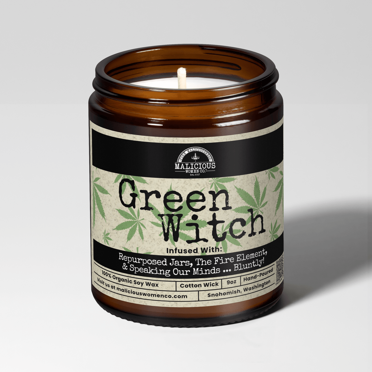 Green Witch | Scent: Exotic Hemp | 9oz Witch Candle | Malicious Women Co
