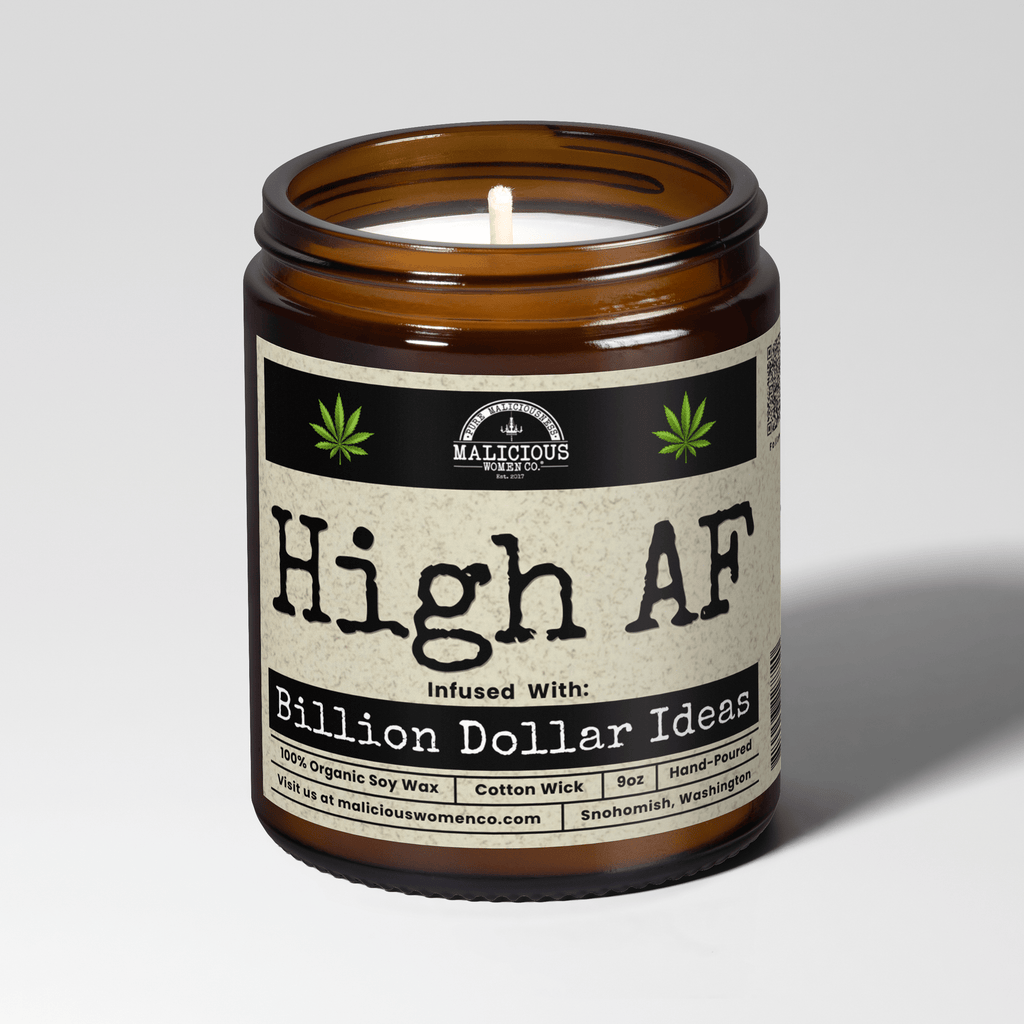 High Af | Scent: Citron & Stone | 9oz Funny Candle | Malicious Women Co