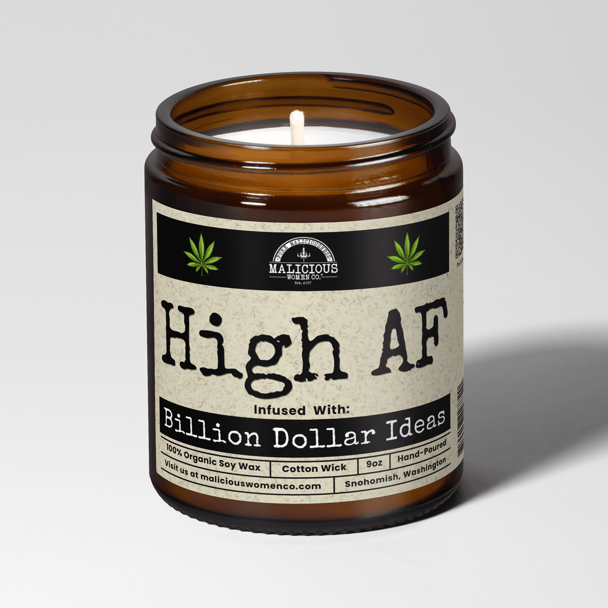 High Af | Scent: Citron & Stone | 9oz Funny Candle | Malicious Women Co