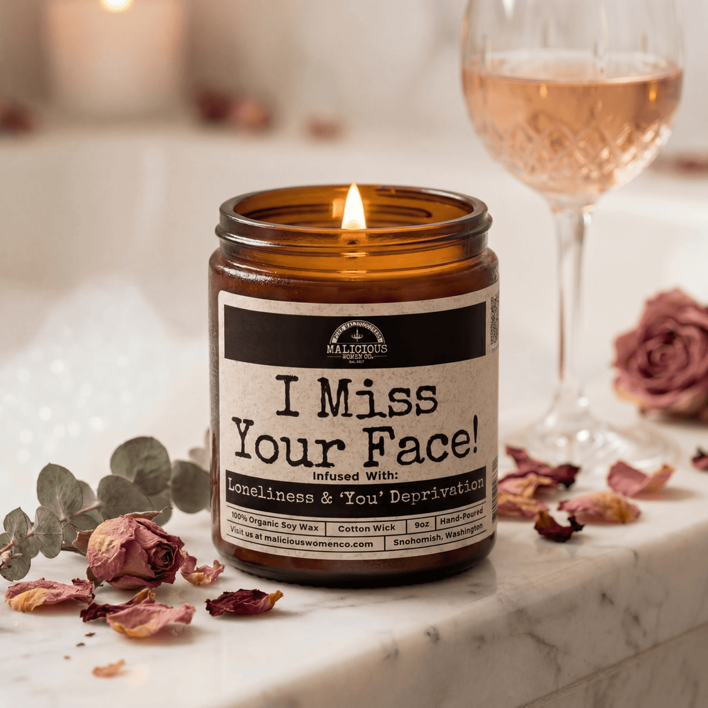 I Miss Your Face! | Scent: Berry Bellini | 9oz Bestie Candle | Malicious Women Co