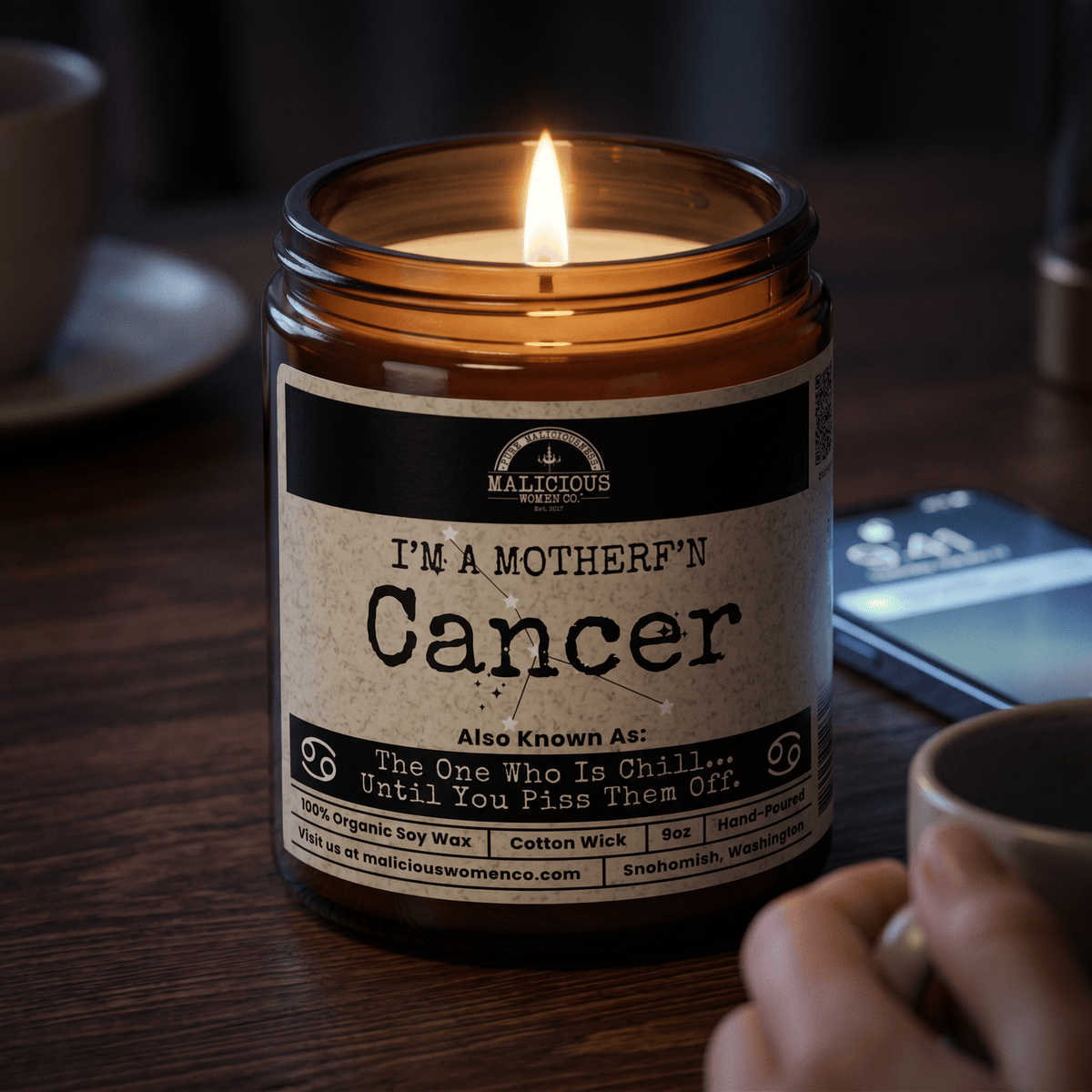 I'm a MotherF'n Cancer (Jun 21-Jul 22) The Zodiac B*tch | Scent: Frooty Loops | 9oz Zodiac Candle | Malicious Women Co