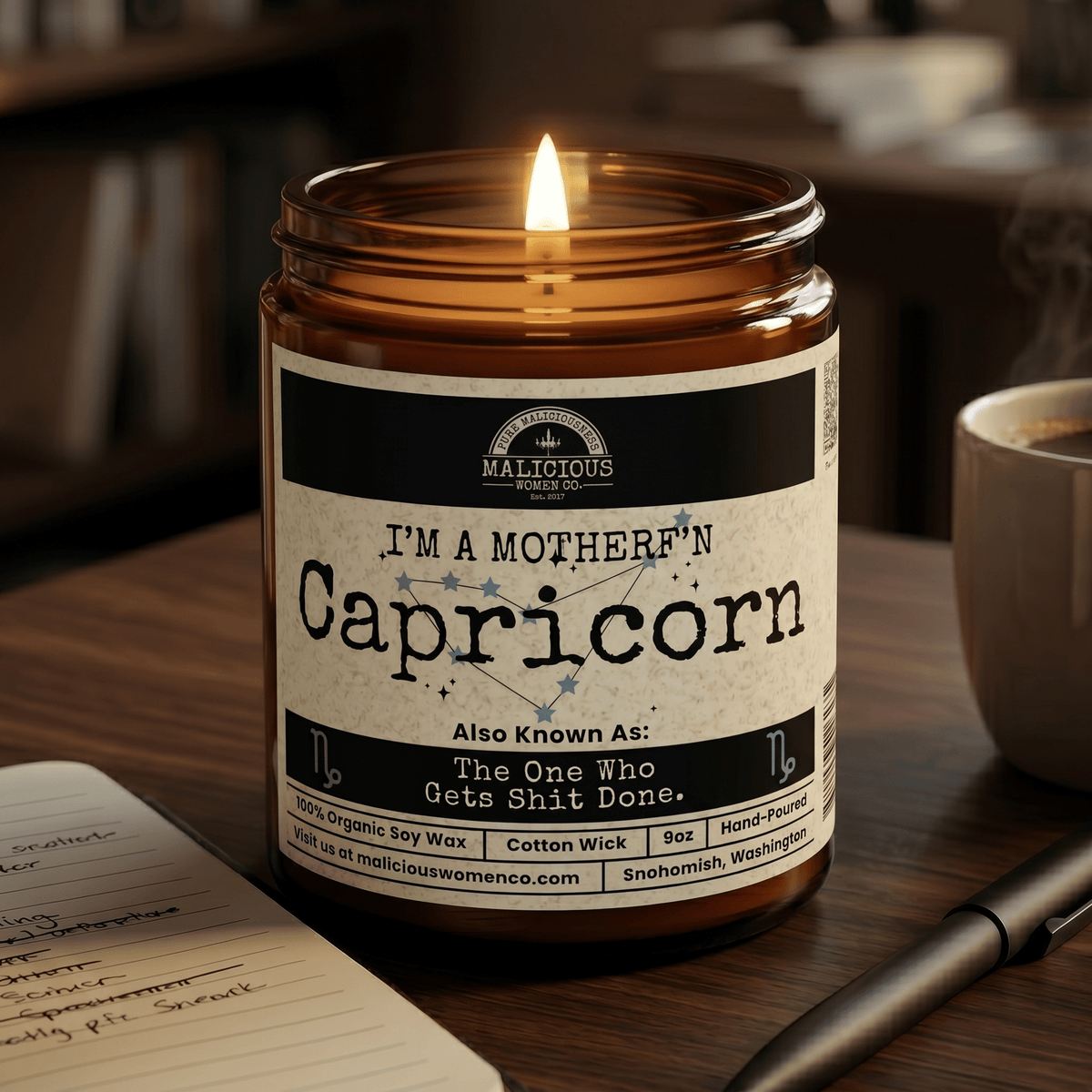I'm a MotherF'n Capricorn (Dec 22-Jan 19) The Zodiac B*tch | Scent: Fresh Baked Bread | 9oz Zodiac Candle | Malicious Women Co