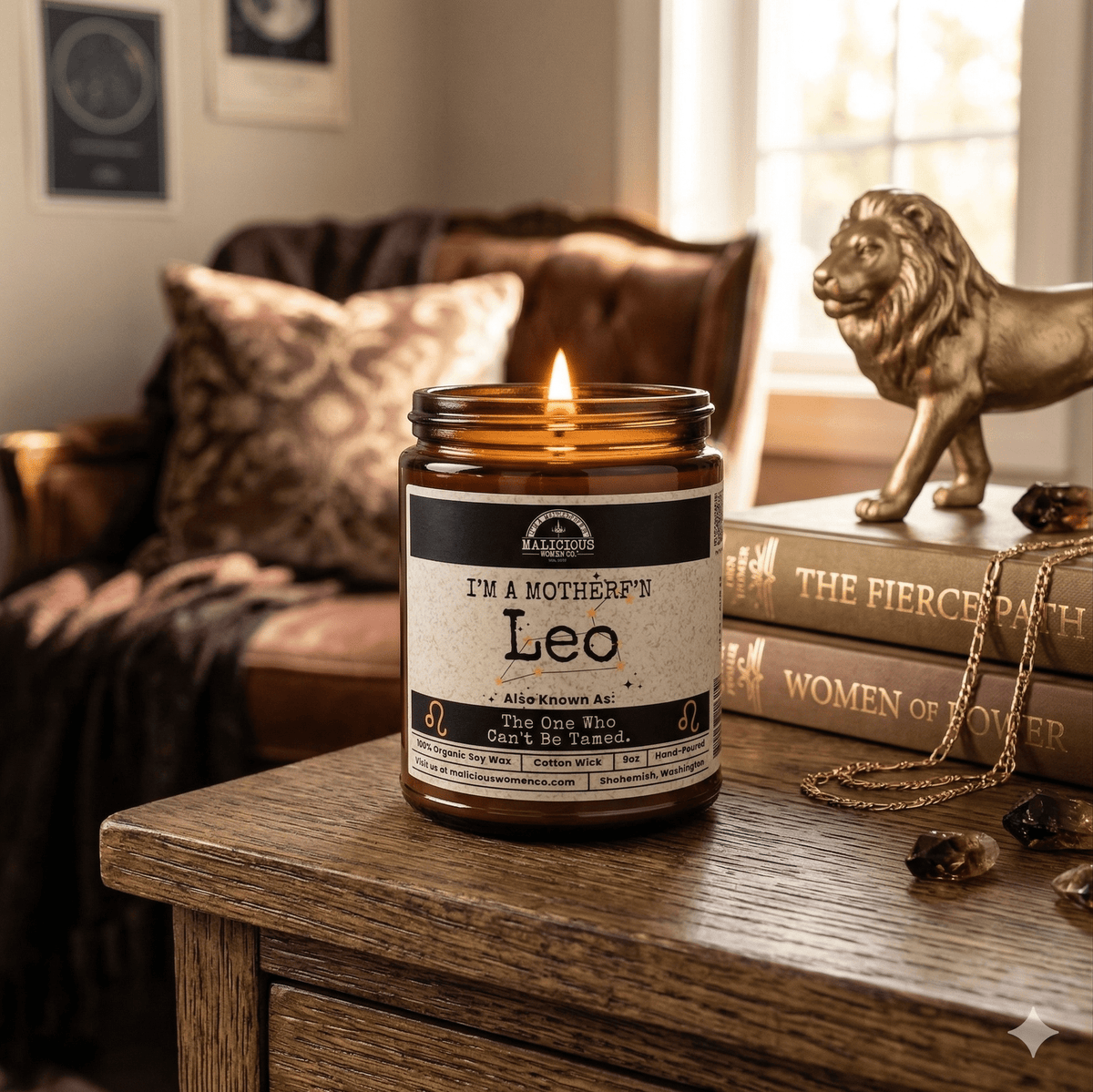 I'm a MotherF'n Leo (Jul 23 - Aug 22) The Zodiac B*tch | Scent: Sage & Sea Salt | 9oz Zodiac Candle | Malicious Women Co