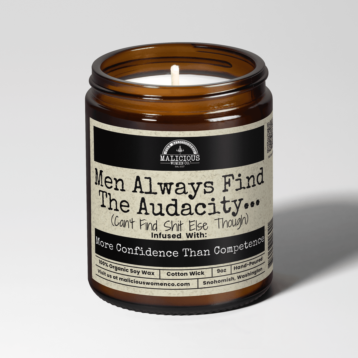 Men Always Find The Audacity | Scent: Exotic Hemp | 9oz Bestie Candle | Malicious Women Co