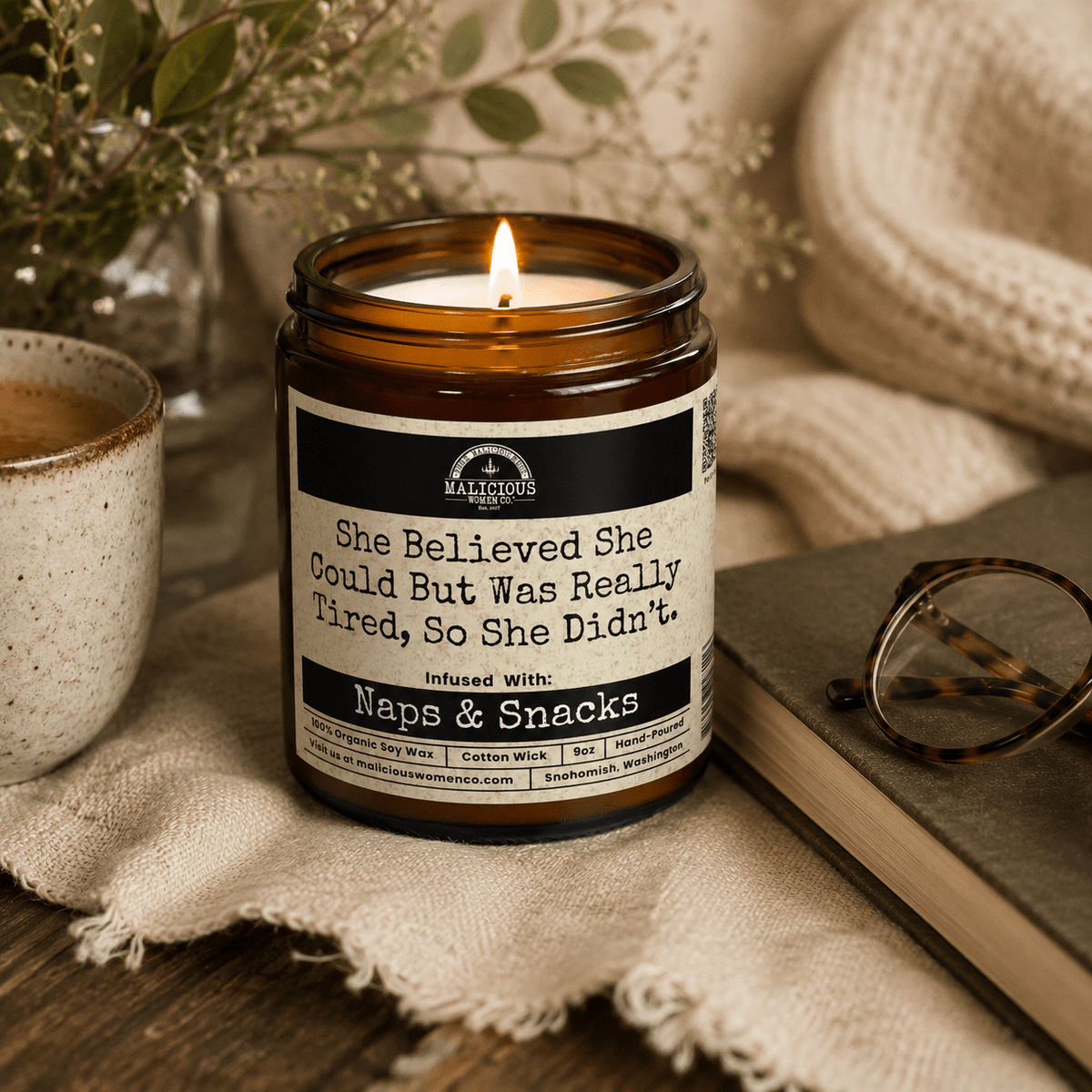 She Believed She Could But Was Really Tired | Scent: Grapefruit Negroni | 9oz Funny Candle | Malicious Women Co