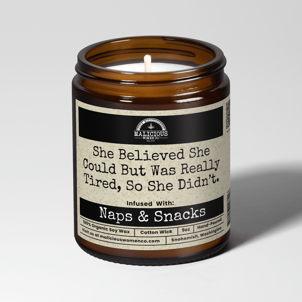 She Believed She Could But Was Really Tired | Scent: Grapefruit Negroni | 9oz Funny Candle | Malicious Women Co